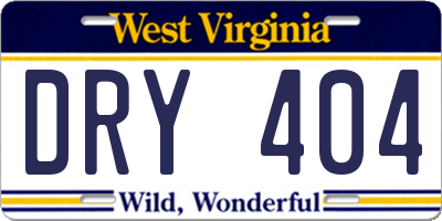 WV license plate DRY404