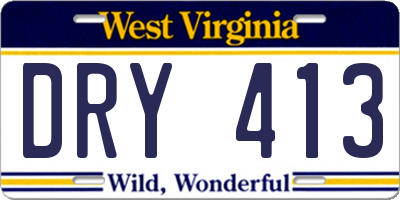 WV license plate DRY413