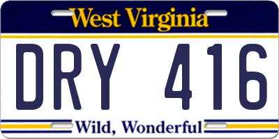 WV license plate DRY416