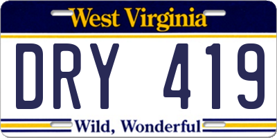 WV license plate DRY419