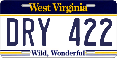 WV license plate DRY422