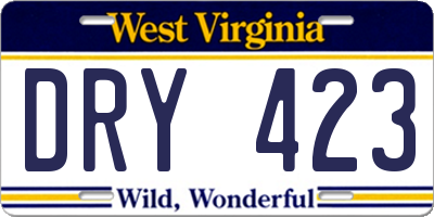 WV license plate DRY423