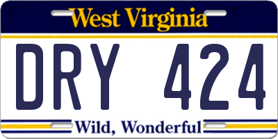 WV license plate DRY424