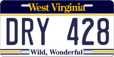 WV license plate DRY428