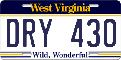 WV license plate DRY430