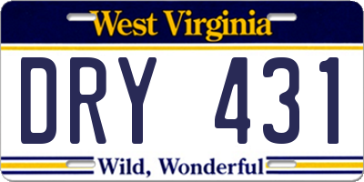 WV license plate DRY431