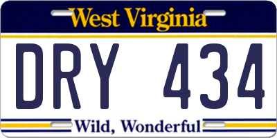 WV license plate DRY434