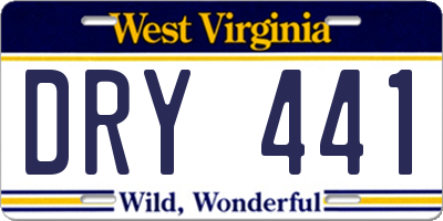 WV license plate DRY441