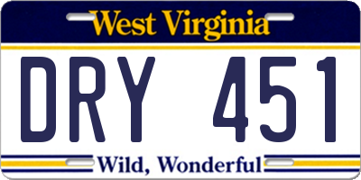WV license plate DRY451