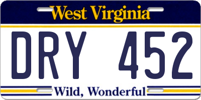 WV license plate DRY452