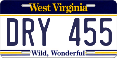 WV license plate DRY455