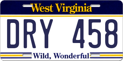 WV license plate DRY458