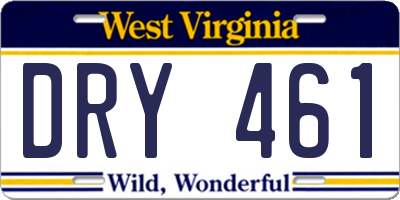 WV license plate DRY461