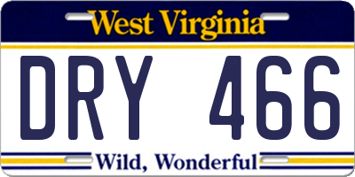 WV license plate DRY466