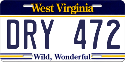 WV license plate DRY472