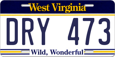 WV license plate DRY473