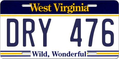WV license plate DRY476