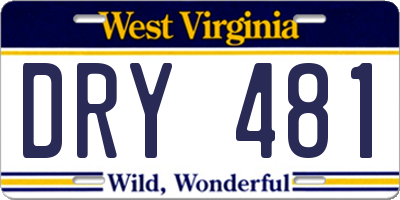 WV license plate DRY481