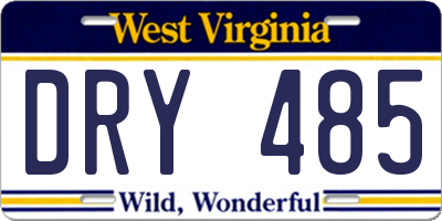 WV license plate DRY485
