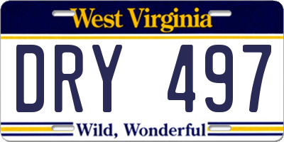 WV license plate DRY497