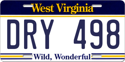 WV license plate DRY498
