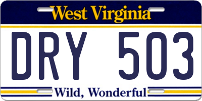 WV license plate DRY503