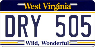WV license plate DRY505