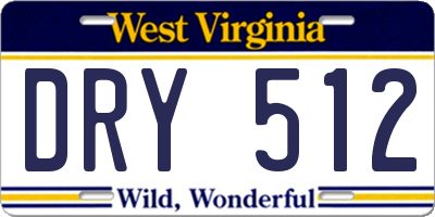 WV license plate DRY512