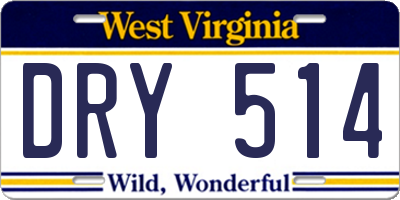 WV license plate DRY514