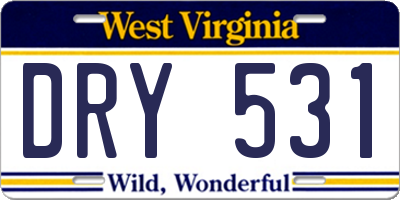 WV license plate DRY531