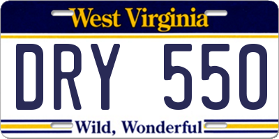 WV license plate DRY550