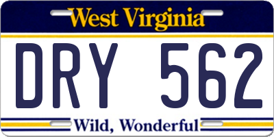 WV license plate DRY562