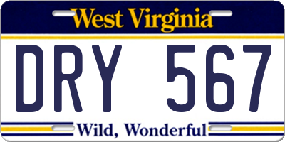 WV license plate DRY567