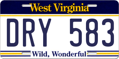 WV license plate DRY583