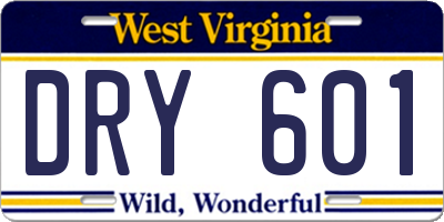 WV license plate DRY601