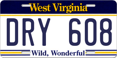 WV license plate DRY608