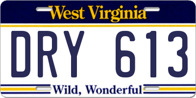 WV license plate DRY613