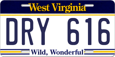 WV license plate DRY616