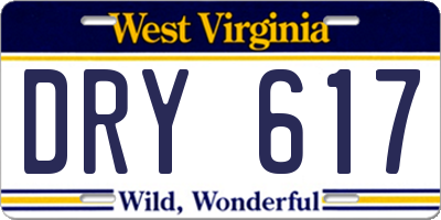WV license plate DRY617