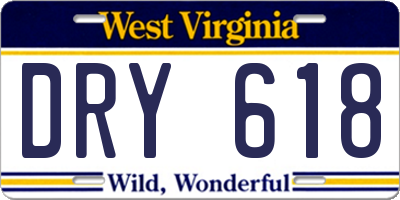 WV license plate DRY618