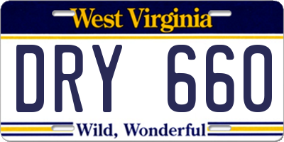 WV license plate DRY660