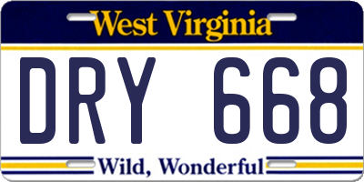 WV license plate DRY668