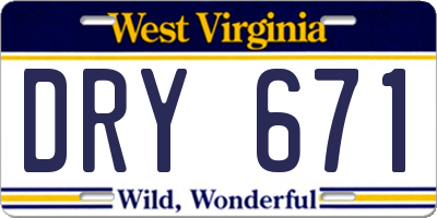 WV license plate DRY671