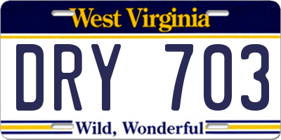 WV license plate DRY703