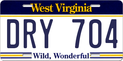 WV license plate DRY704