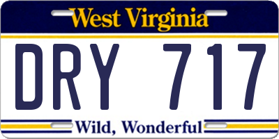 WV license plate DRY717