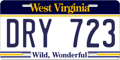 WV license plate DRY723