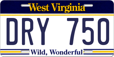 WV license plate DRY750