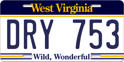 WV license plate DRY753