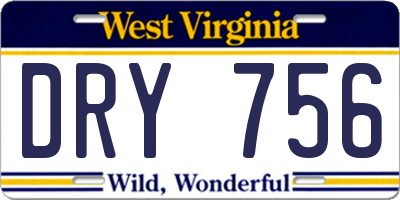 WV license plate DRY756